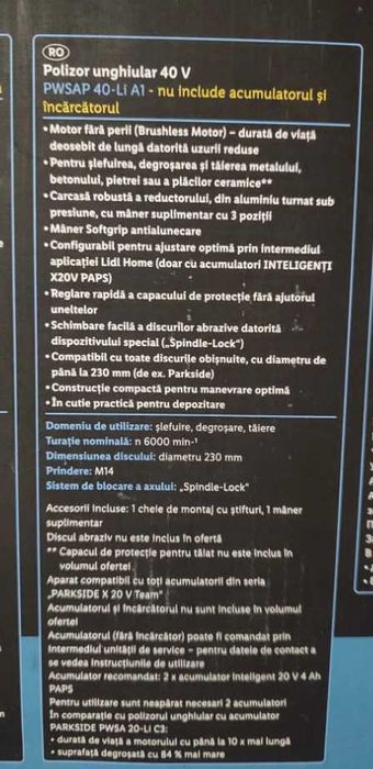 Flex Polizor unghiular Parkside Performance 230mm 2x 20V