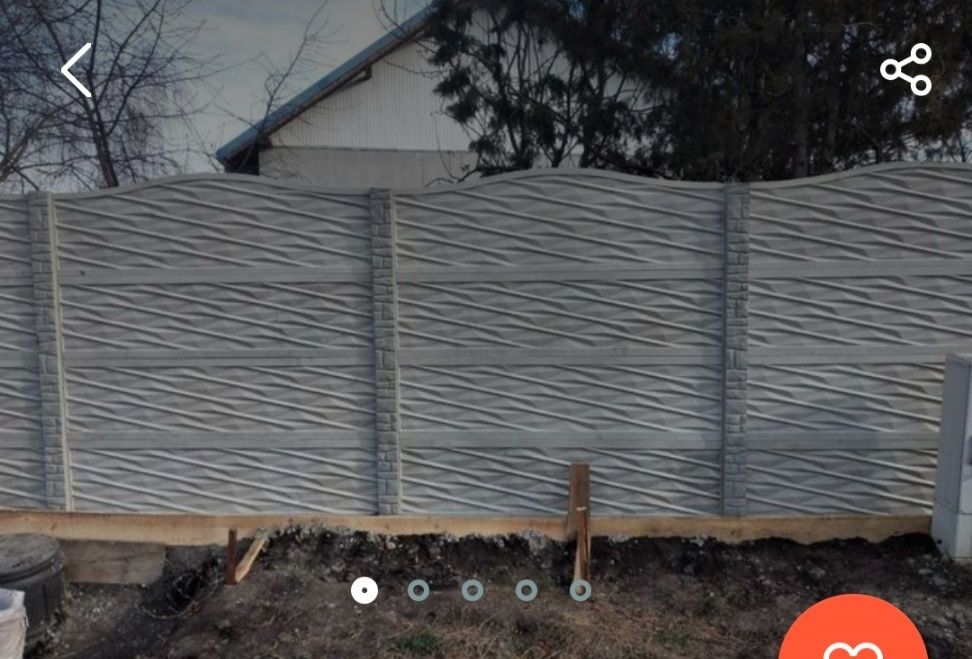 Gard din placi  beton ,coame și capace