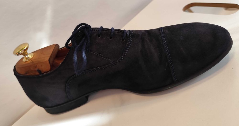 Pantofi oxford 41 cap toe Geox piele naturala moale albastru