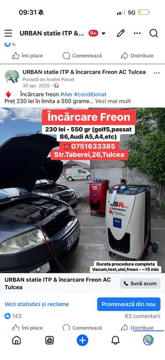 Incarcare Freon AC verificare completare r134a auto