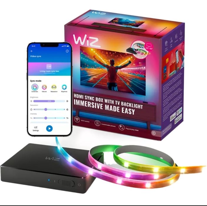 WiZ Sync Box Starter Kit + Banda LED RGBIC Gradient 55"-65"