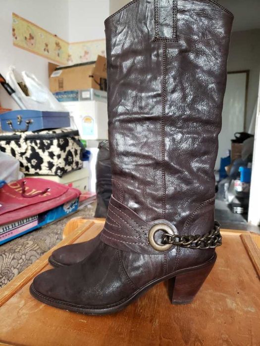 Gi Anni ботуши от дебела естествена телешка кожа