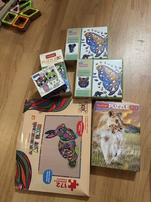 Пазлы деревянные и карточнные