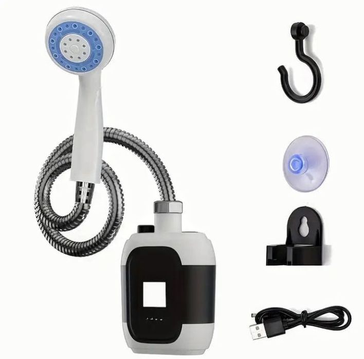 Външен/къмпинг/,вътрешен душ с помпа ,литиева батерия и фенер/лампа/