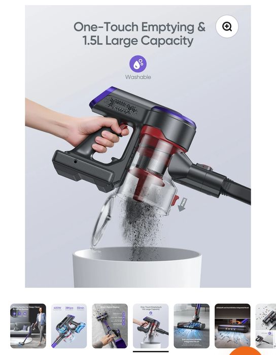 Безжична прахосмукачка BuTure JR400-38000 Pa/450W, до 55 ми