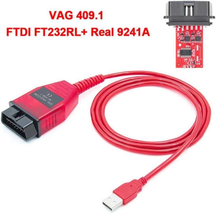 VAG COM KKL 409.1 FTDI FT232RL Real 9241A за VW/Audi/Seat/Skoda