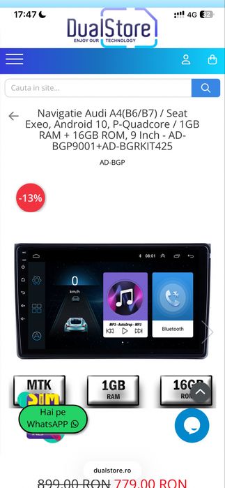 Tableta Navigatie Android Audi a4 b6/7