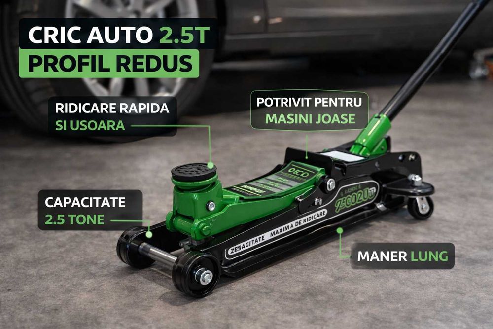 Cric Auto 2.5T Profil Redus Ridicare Usoara Profesional