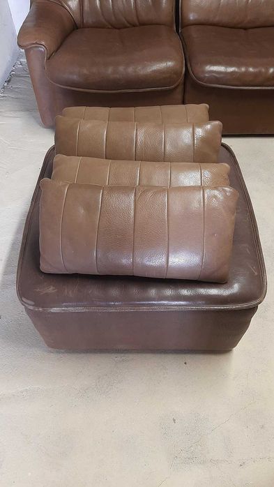 Дизайнерска мебел DE SEDE DS63 кожена гарнитура и дърво от 6 части