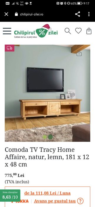 Comoda TV lemn natur NOUĂ