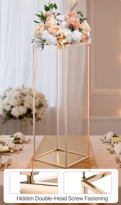 Suport Floral Auriu – Coloană Elegantă pentru Evenimente (80 cm)