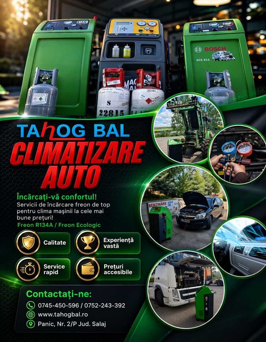 Încărcare climă auto Zalău fără programare – R134a / R1234yf