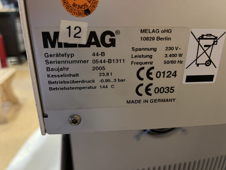 Melag 44B autoclav sterilizator clinica stomatologie dental veterinar