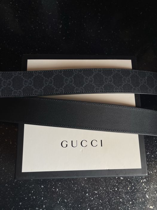 Curea GUCCI originala - 105cm - piele neagra cu monograma