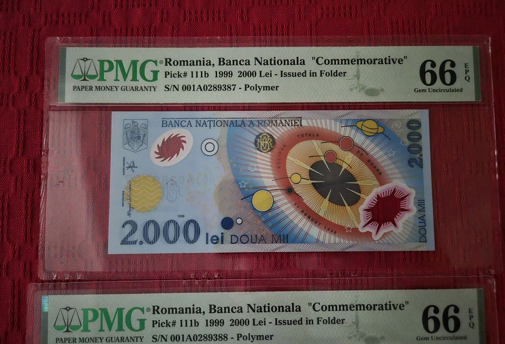 Bancnota BNR eclipa seria A consecutive