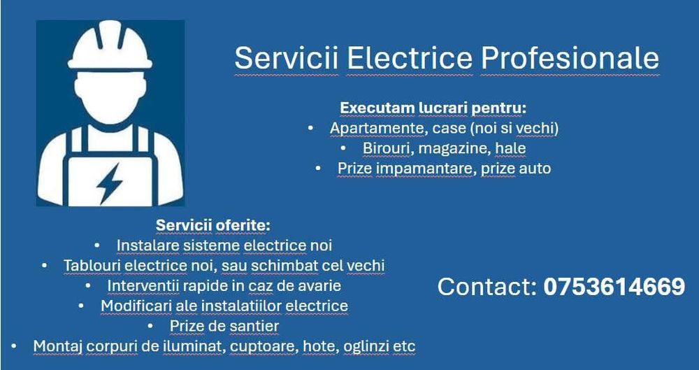 Electrician, instalatii electrice complete