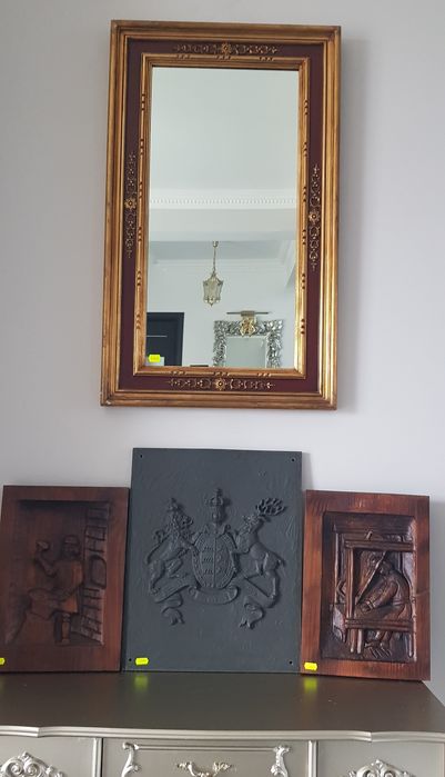 Oglindă/Tablou  vechi cu ramă din lemn masiv