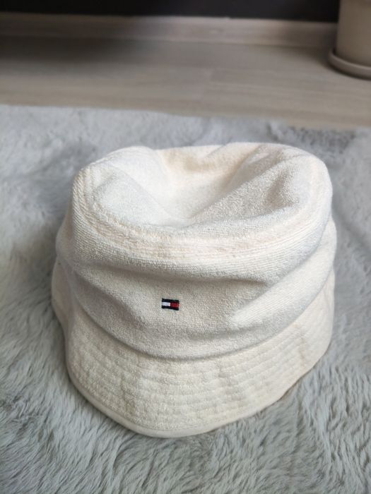 Tommy Hilfiger TH flag fabric bucket hat pălărie culoare crem/bej marimea OS noua originala