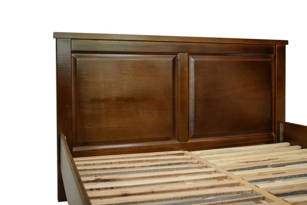 Pat lemn masiv de fag Marius, culoare nuc, 140x200 cm