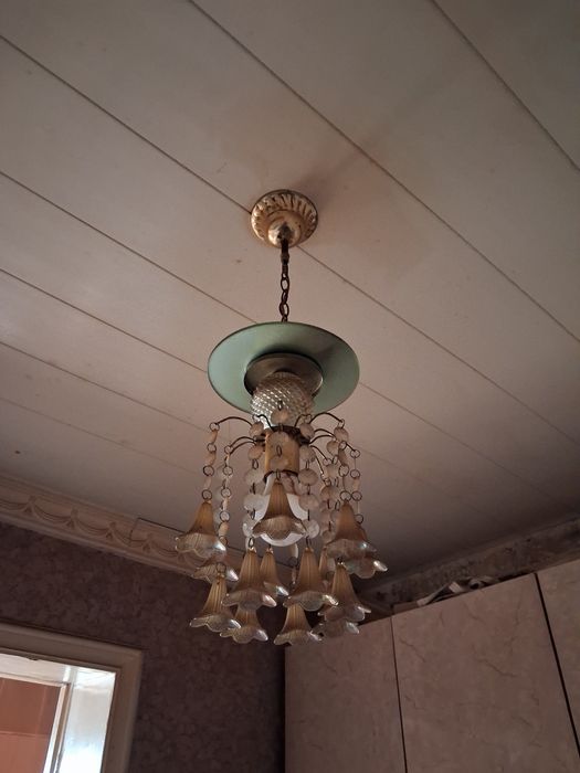 Хрустальная каскадная люстра (с подвесками-цветами)