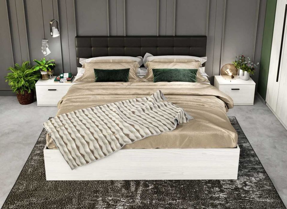 Set Dormitor Douglas C06 Tapitat Wenge - Transport Gratuit