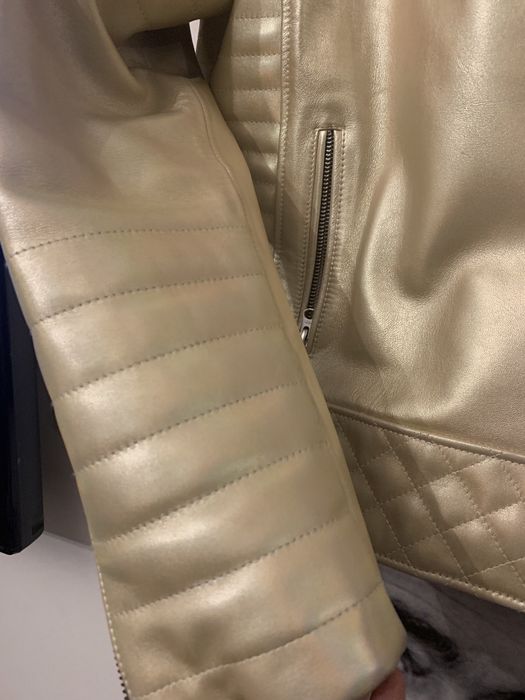 Geaca/Jacheta piele naturala auriu/gold biker/motor