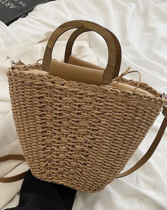 Лятна сламена Чанта Love baby