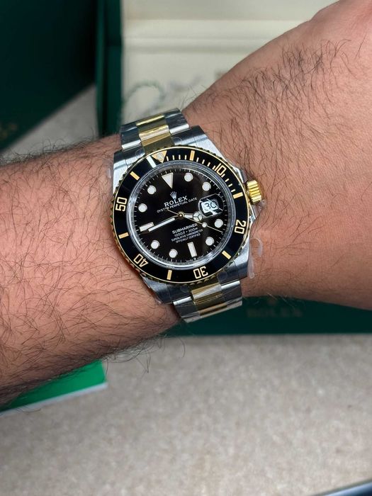 Submariner two tone 41 mm silver gold black dial