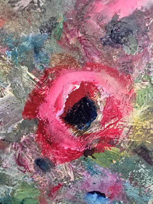 Pictura Anemone artist Murivale ulei pe carton 2021