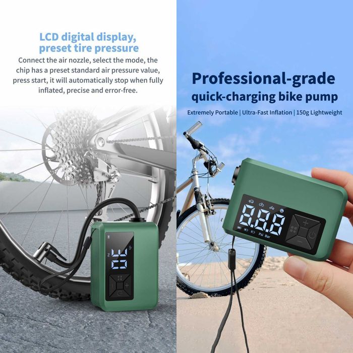 Компактен преносим акумулаторен компресор 150PSI, 580mAh, 150g, TAPE-C
