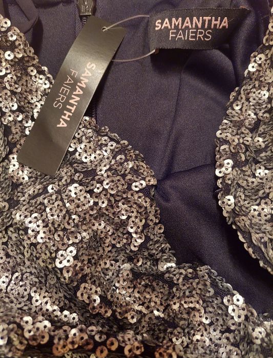 Rochie argintie paiete UK 12