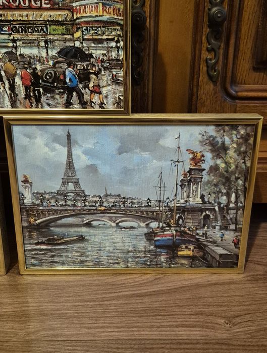 Set tablouri decorative cu tema Paris cu rame metalice si sticla