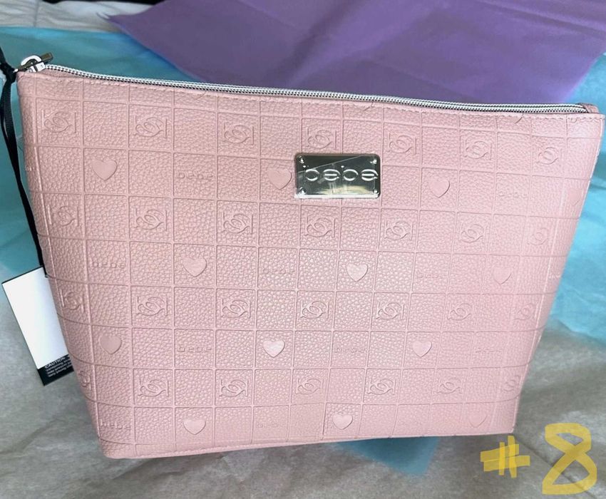 JUICY COUTURE Розова Златна Бродерия и Кристали Велурена Козметична Чанта/Несесер Средна НОВА с Етикет