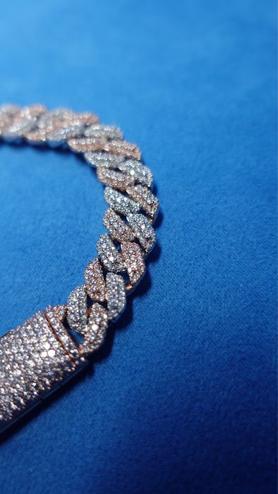 Bratara Custom Cuban Two Tone Din Argint 925 Cu Diamante FL-IF Moiss