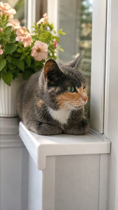 Пристраивается кошечка
