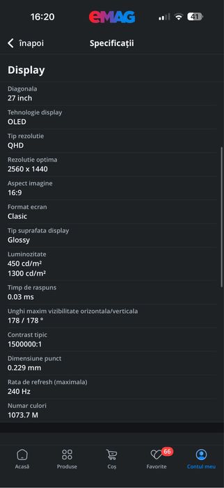 Monitor Asus Rog 27” OLED Glossy