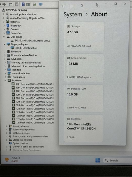 15.6 Lenovo Slim 3`Core i5-12450H/16GB DDR5/512GB NVMe/Full HD IPS/Подсветка/Бат 8ч