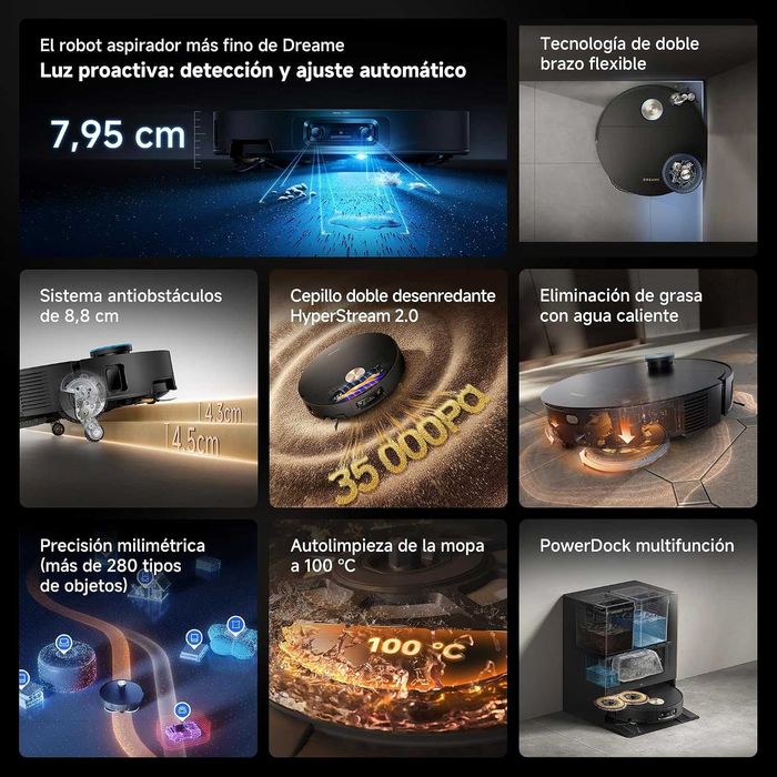 Нова AI Прахомускачка Робот за Сухо и Мокро Почистване Dreame X50s Ultra Slim, 2 години Гаранция, 35,000 Pa