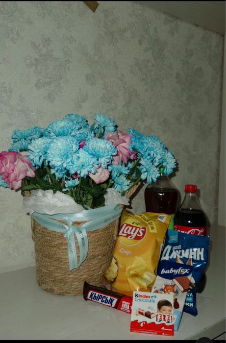 хризантема в корзине б/у