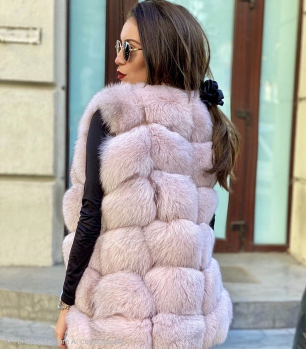 Намаление! Дамски елек от естествен косъм