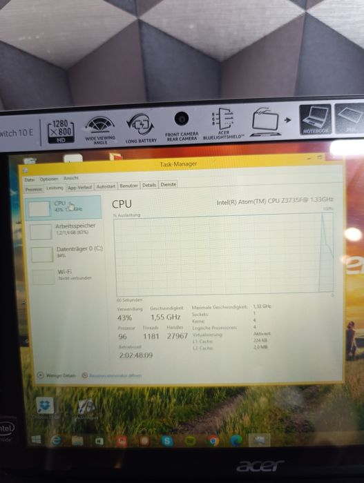 Laptop 2 în 1 Acer switch impecabil cu touchscreen Intel Quad Core ideal diagnoza