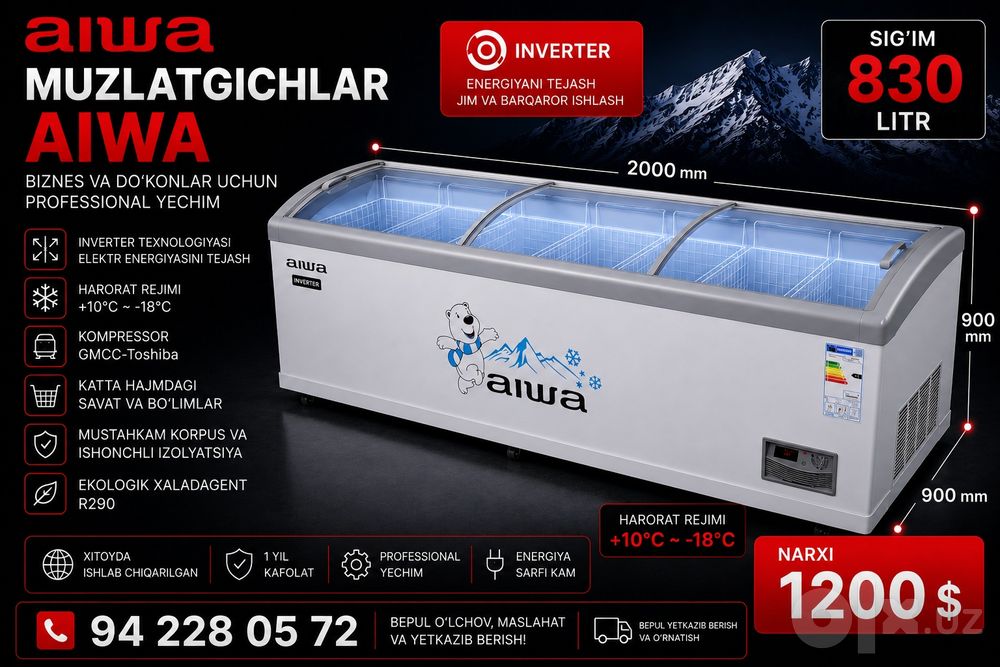 Aiwa Muzlatgichlar — sifatli va tejamkor! | Inverter | 210–920 L