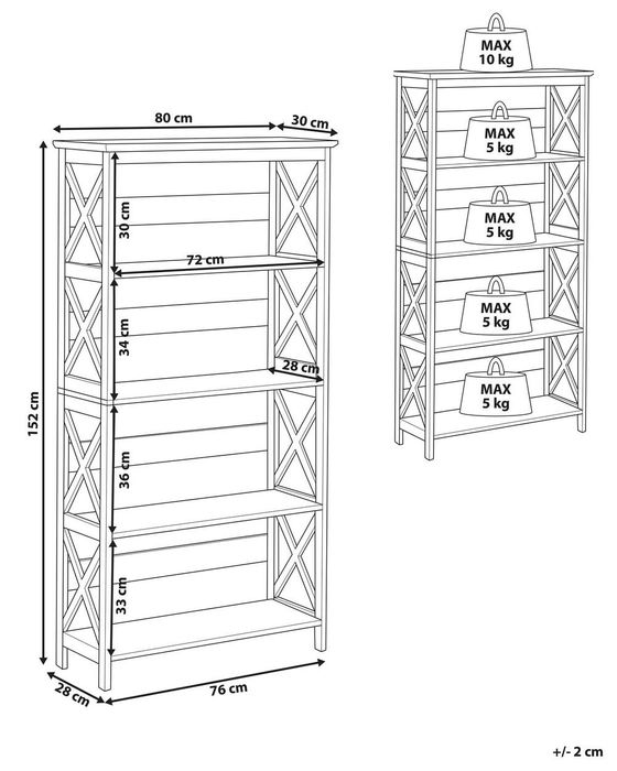 NOU Biblioteca cu 4 rafturi "FOSTER", alb
