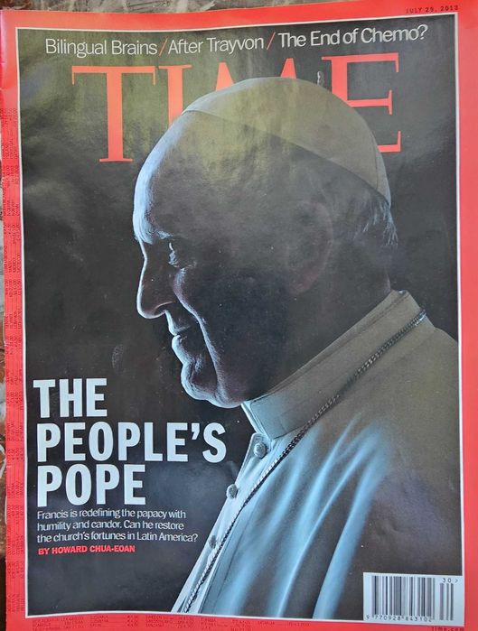 Revista Time Magazine, lot 7 reviste cu coperta cu Papa Francisc (5 numere), Papa Ioan-Paul [1 numar + 1 nr Newsweek) si (1 numar) cu Papa Benedict .
