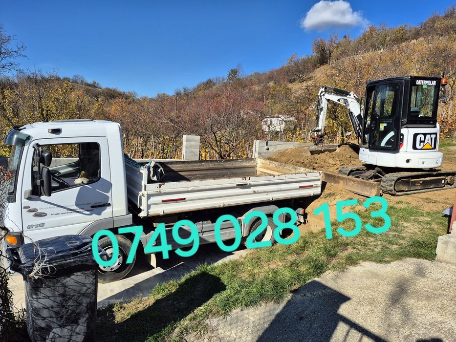 Nisip, sort,piatra,pamant,lemne de foc, material concasat