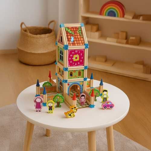 Set de construcție din lemn cu 268 piese,multicolor, 38x28x7, 8cm