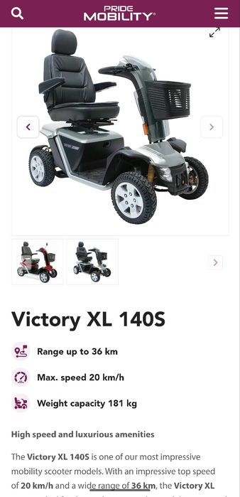 Scuter electric ❗20km/h❗Moped Atv persoane handicap dizabilitati batrani  Pride Victory XL 140 S