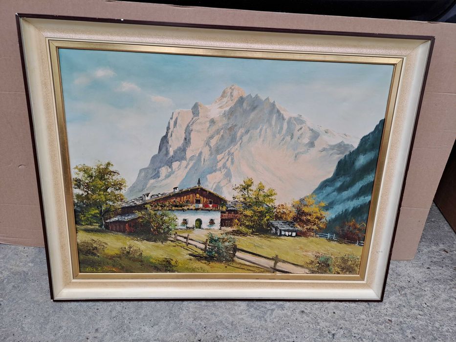 tablou pictura pe panza 92/72 cm semnat Erich K Plank datat 1955