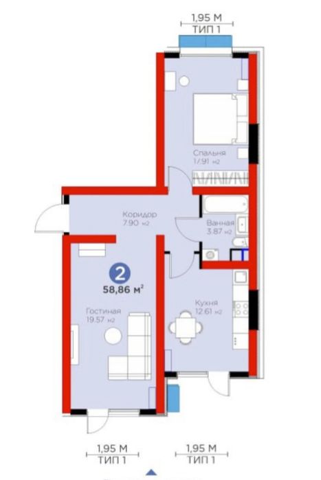 Срочно Продаётся Новостройка Botanika Saroyi BI 2-комната 59м2 white b