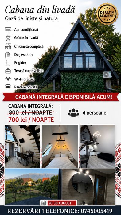 De închiriat Cabana din Livadă -Bran